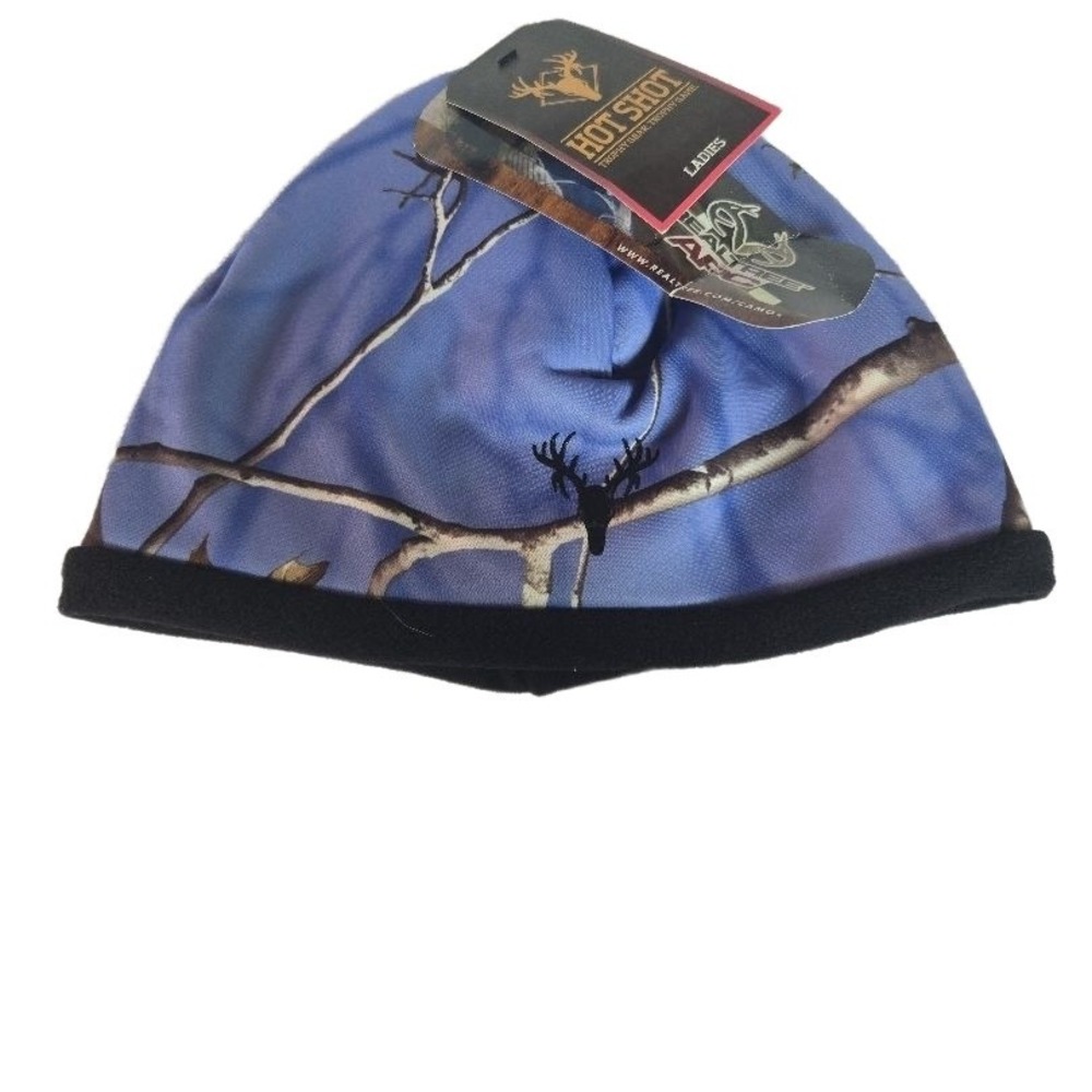 Hot Shot Realtree Hat Womens Beanie Pink Camo Fleece Lining Reversible Winter